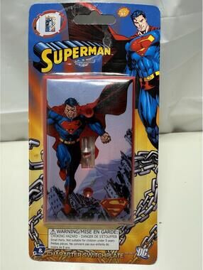 Retro SUPERMAN Light Switch Plate Cover OFFICIALLY LICENSED DC Single Kids Room